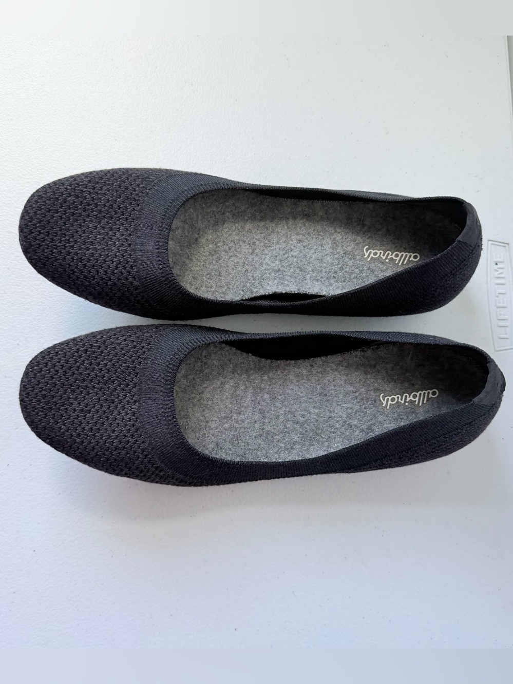 Allbirds Tree Breezers Knit Point Ballet Flats Dark Gray/Black 10.5